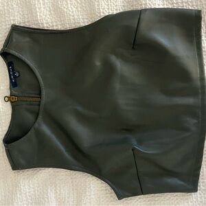 Olive Faux Leather Women's Top by NBD